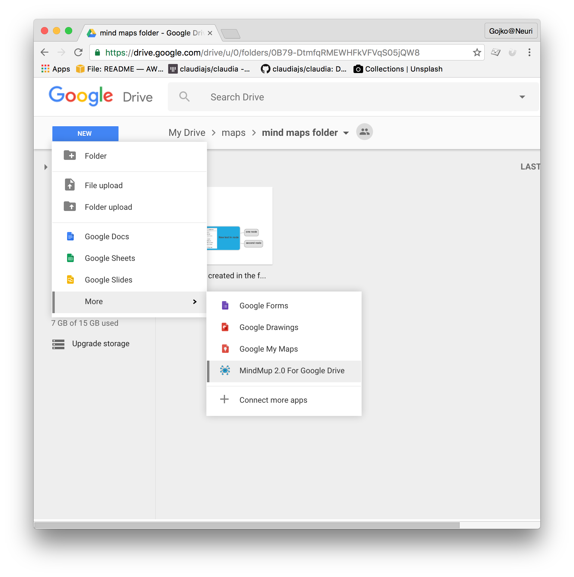 using mindmup with google drive